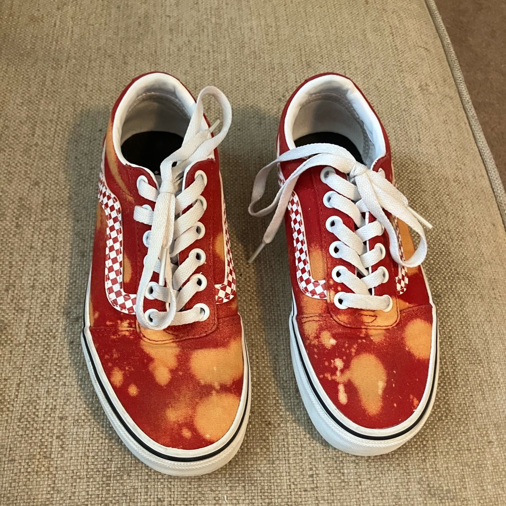 Vans red and orange with red checkered stripe - Picture 2 of 5